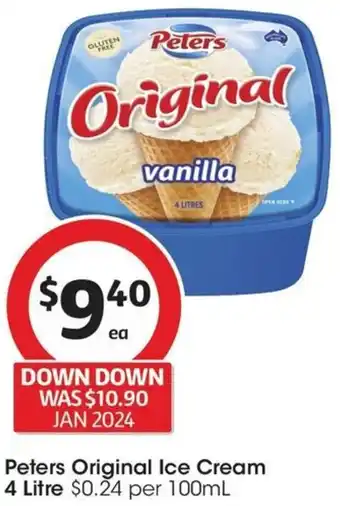 Coles Peters Original Ice Cream 4 Litre offer