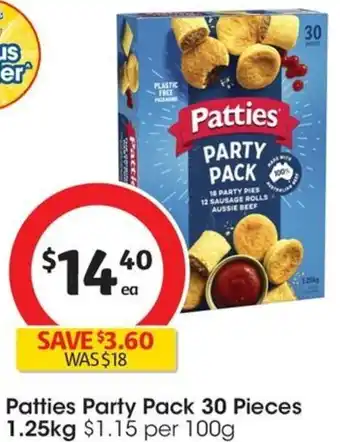 Coles Patties Party Pack 30 Pieces 1.25kg offer