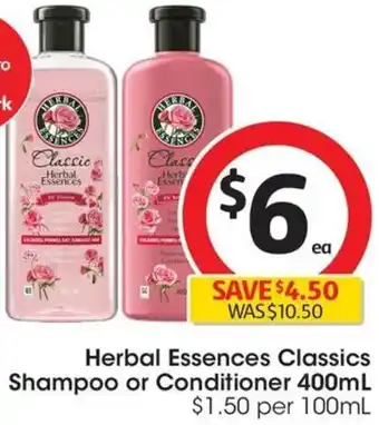 Coles Herbal Essences Classics Shampoo or Conditioner 400mL offer