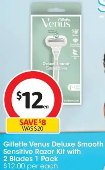 Coles Gillette Venus Deluxe Smooth Sensitive Razor Kit with 2 Blades 1 Pack offer