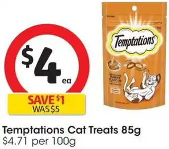 Coles Temptations Cat Treats 85g offer