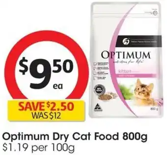 Coles Optimum Dry Cat Food 800g offer