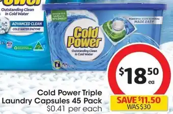 Coles Cold Power Triple Laundry Capsules 45 Pack offer