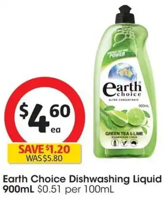 Coles Earth Choice Dishwashing Liquid 900mL offer