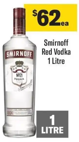 Coles SMIRNOFF Red Vodka 1 Litre offer