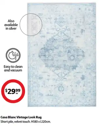 Coles Casa Blanc Vintage Look Rug Short pile, velvet touch. H180 x L120cm offer