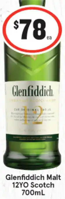 Glenfiddich Malt 12YO Scotch 700mL
