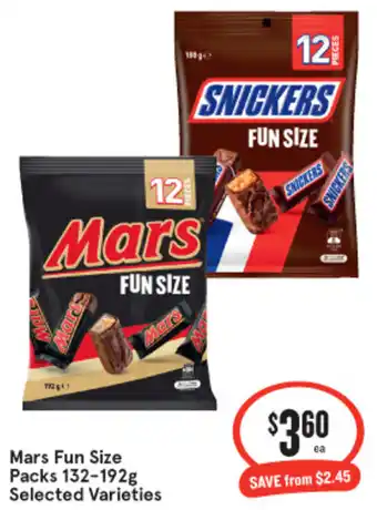 IGA Mars Fun Size Packs 132-192g Selected Varieties offer