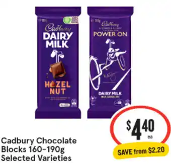 IGA Cadbury Chocolate Blocks 160-190g offer