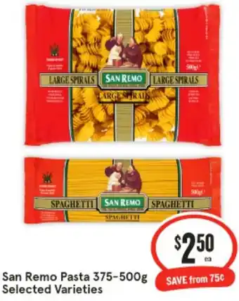 IGA San Remo Pasta 375-500g offer