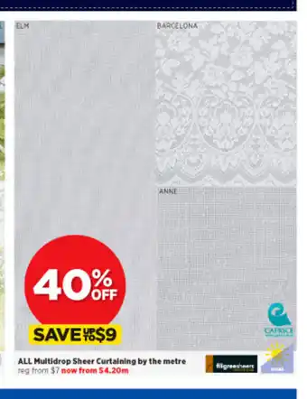 All Multidrop Sheer Curtaining by the Meter