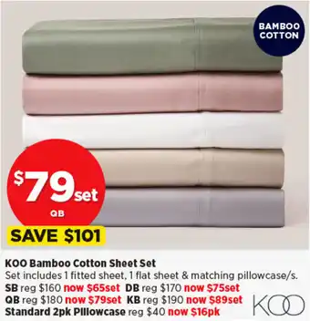 Spotlight KOO Bamboo Cotton Sheet Set offer