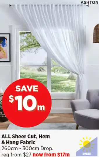 Spotlight ALL Sheer Cut, Hem & Hang Fabric 260cm - 300cm Drop offer