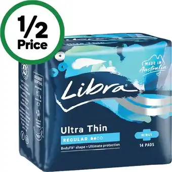 Woolworths Libra Ultra Thin Pads Pk 10-14 offer