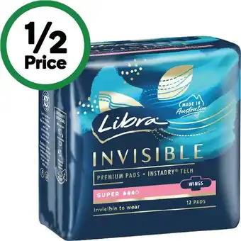 Woolworths Libra Invisible Pads Pk 10-14 offer