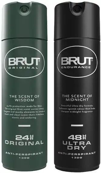Coles Brut Antiperspirant Aerosol Deodorant 130g offer