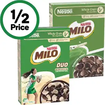 Woolworths Nestle Milo Cereal 350g or Milo Duo Cereal 340g offer