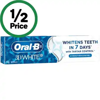Woolworths Oral-B 3D White Toothpaste 110g offer