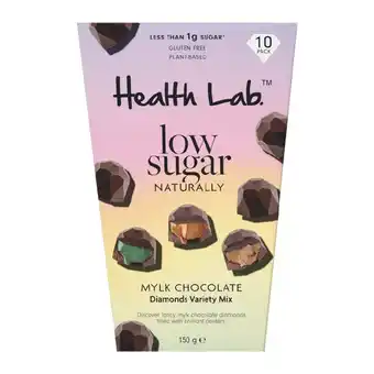 Woolworths Health Lab Low Sugar Mylk Chocolate Diamonds 150g offer