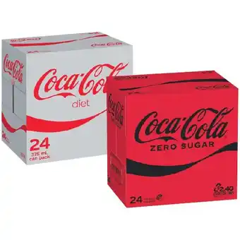 Woolworths Coca-Cola Classic, Zero Sugar or Diet Soft Drink Varieties 24 x 375ml offer