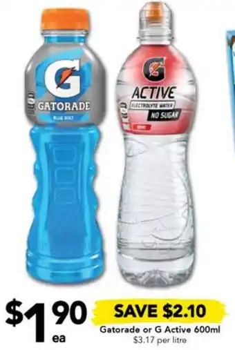 Drakes Gatorade or G Active 600ml offer