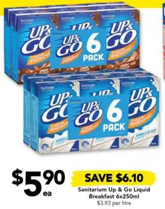 Sanitarium Up & Go Liquid Breakfast 6x250ml