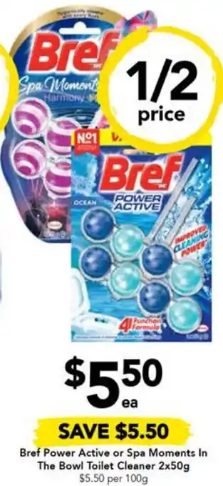 Drakes Bref Power Active or Spa Moments In The Bowl Toilet Cleaner 2x50g offer