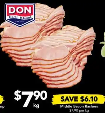 Drakes Middle Bacon Rashers per kg offer