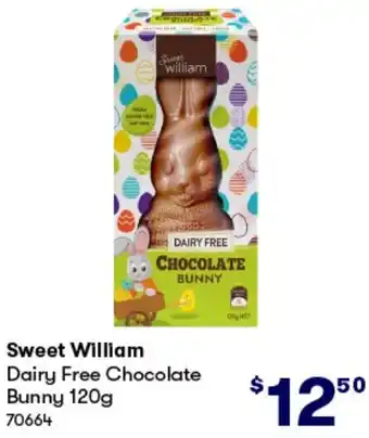 BIG W Sweet William Dairy Free Chocolate Bunny 120g offer