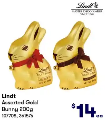 BIG W Lindt Assorted Gold Bunny 200g offer