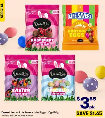 BIG W Darrell Lea or Life Savers Mini Eggs 110g-120g offer