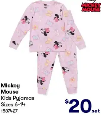 BIG W Mickey Mouse Kids Pyjamas Sizes 6-14 offer