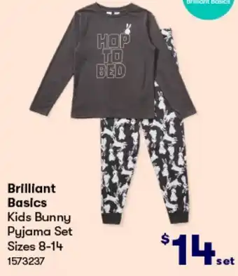 BIG W Brilliant Basics Kids Bunny Pyjama Set Sizes 8-14 offer