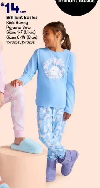 BIG W Brilliant Basics Kids Bunny Pyjama Sets Sizes 1-7 offer
