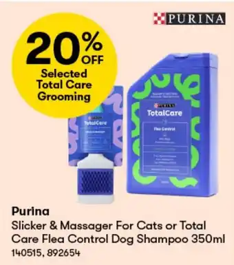 BIG W Purina Slicker & Massager For Cats or Total Care Flea Control Dog Shampoo 350ml offer