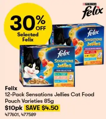 BIG W Felix 12-Pack Sensations Jellies Cat Food Pouch Varieties 85g offer