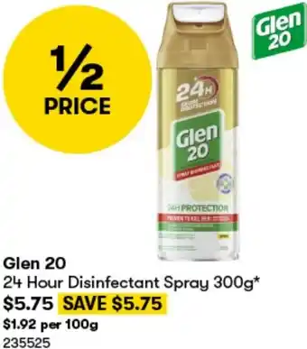 BIG W Glen 20 24 Hour Disinfectant Spray 300g offer