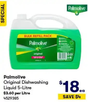 BIG W Palmolive Original Dishwashing Liquid 5-Litre offer