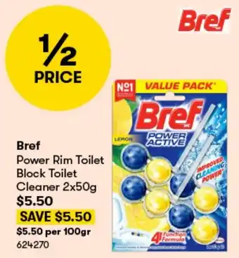 BIG W Bref Power Rim Toilet Block Toilet Cleaner 2x50g offer