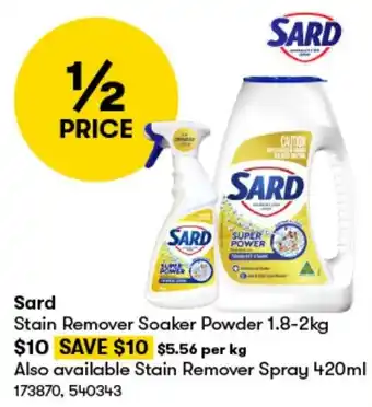 BIG W Sard Stain Remover Soaker Powder 1.8-2kg offer