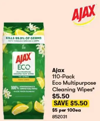 BIG W Ajax 110-Pack Eco Multipurpose Cleaning Wipes offer