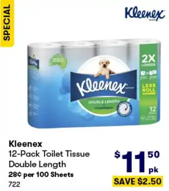 BIG W Kleenex 12-Pack Toilet Tissue Double Length offer