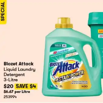 BIG W Biozet Attack Liquid Laundry Detergent 3-Litre offer
