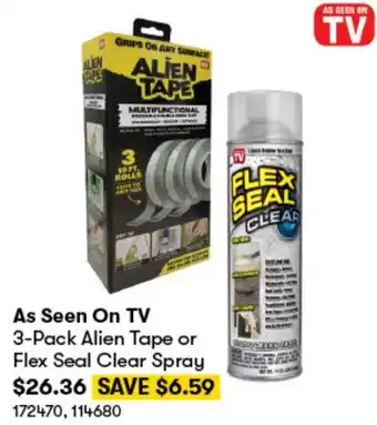 BIG W As Seen On TV 3-Pack Alien Tape or Flex Seal Clear Spray offer