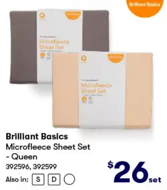 BIG W Brilliant Basics Microfleece Sheet Set Queen offer