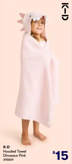 BIG W K-D Hooded Towel Dinosaur Pink offer
