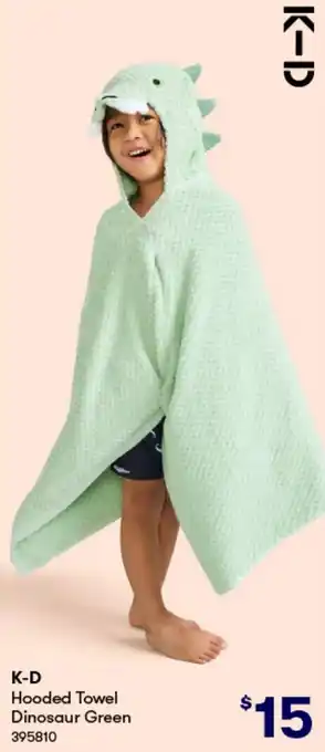 BIG W K-D Hooded Towel Dinosaur Green offer