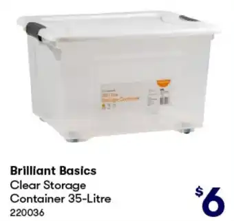 BIG W Brilliant Basics Clear Storage Container 35-Litre offer