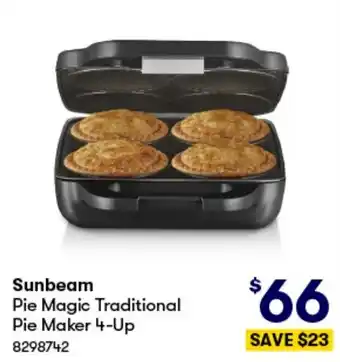 BIG W Sunbeam Pie Magic Traditional Pie Maker 4-Up offer