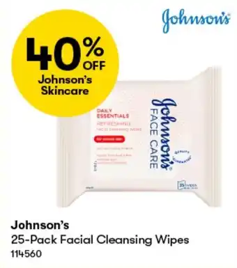 BIG W Johnson's 25-Pack Facial Cleansing Wipes offer